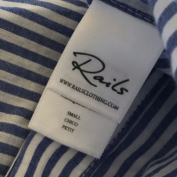 Rails Blue White Striped Taylor Banker Button Down with Pearls Small - Picture 5 of 9